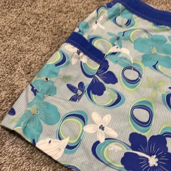 Water Girl by Patagonia Blue Print Hiking Surf ‎ Skirt Size 6 Hibiscus comfort - Picture 10 of 16